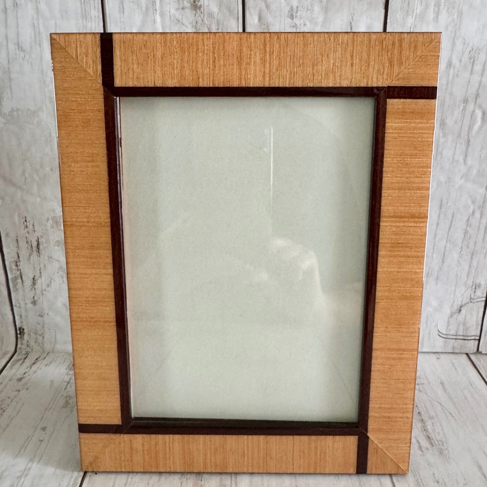 Natalini Italy Marquetry Wood Inlay Photo Frame Brown Geometric Modern 5x7